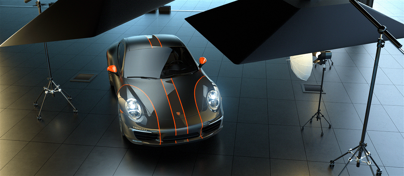 3D automotive   car CGI digital light photo Porsche Render