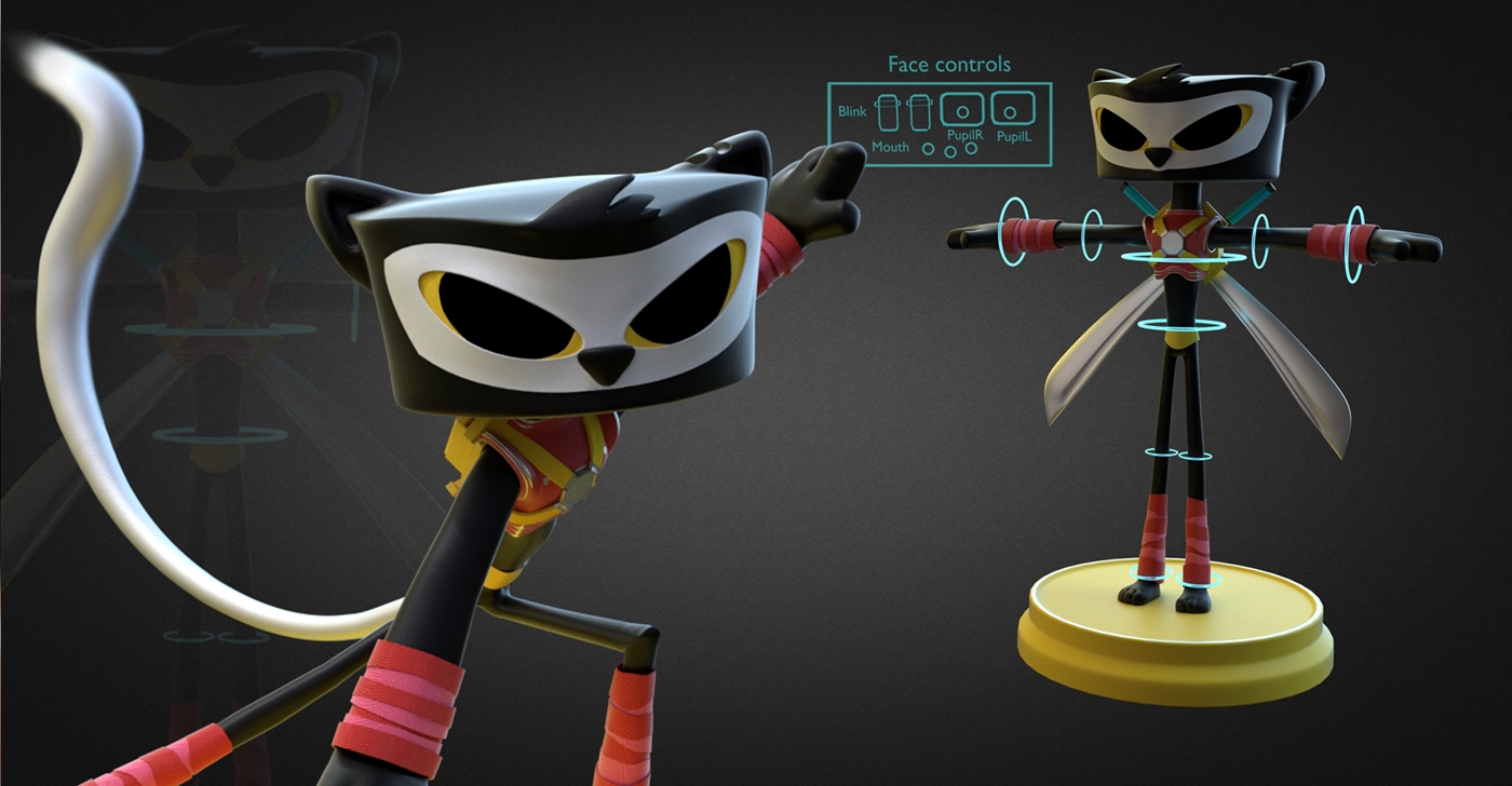 ninja animation  3D model 2D Character design 