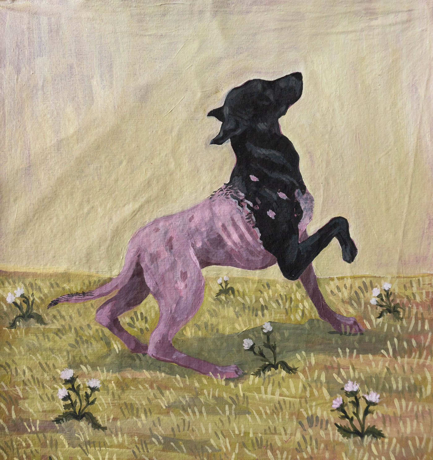 black dog canvas painting dog Oil Painting