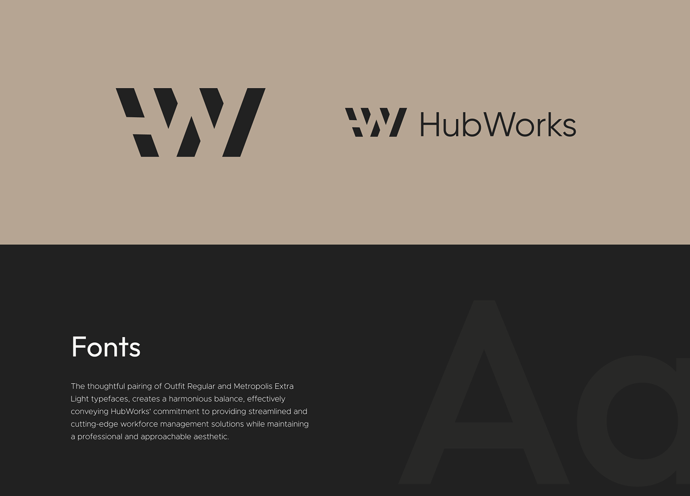 The branding project visual identity project with brand guidelines design for HubWorks