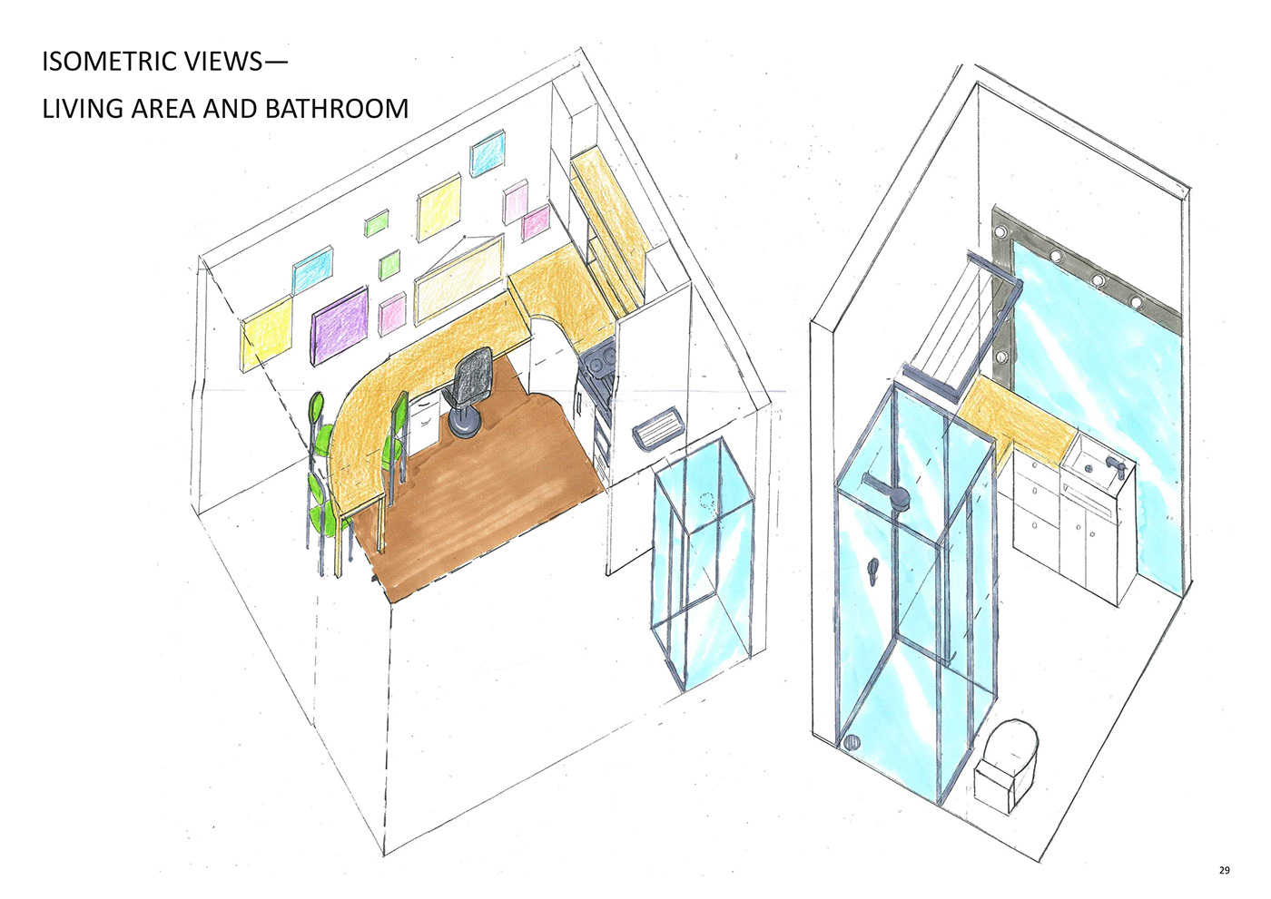 interior design  tiny house muti-functional space art studio interiority hidden storage manual drafting