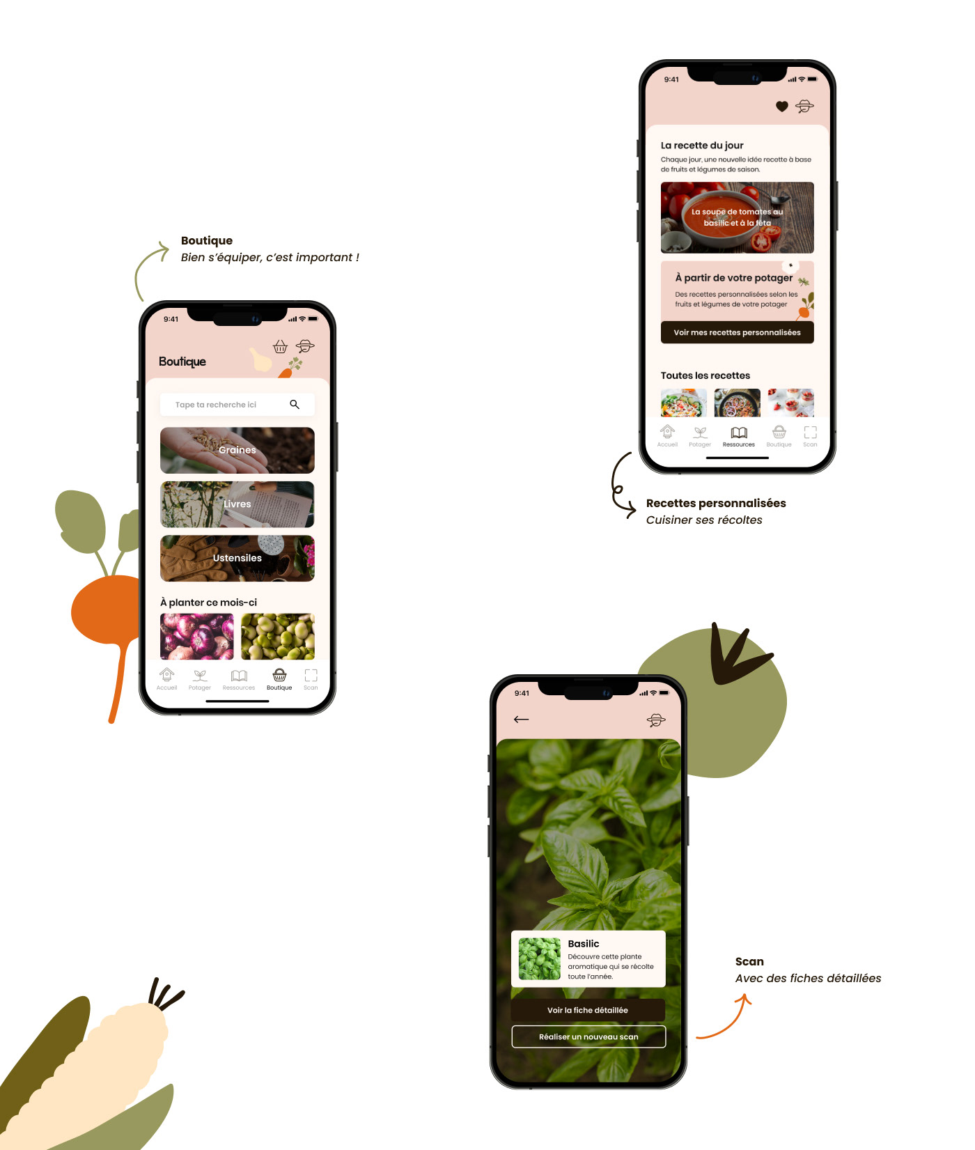 design UI/UX Mobile app brand identity logo Nature Food  branding  visual identity garden