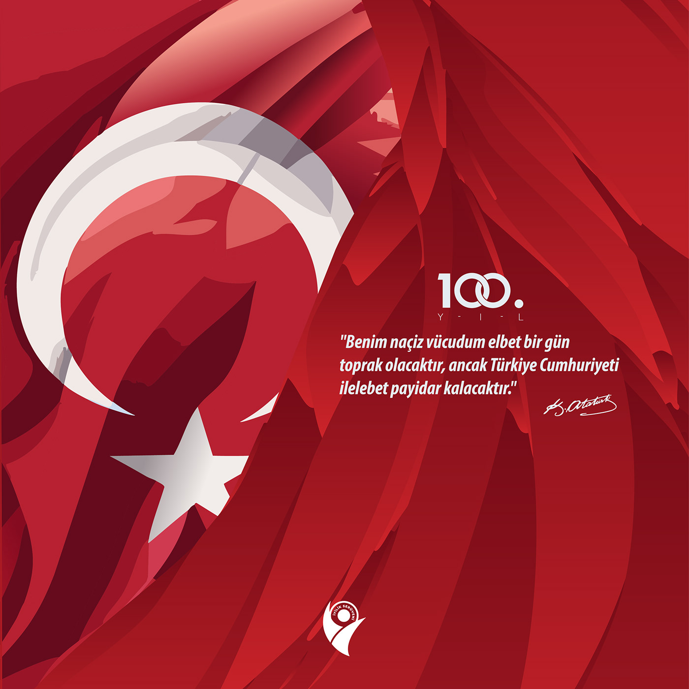 türkiye türkiye cumhuriyeti 100 years 100 yaşında Mustafa Kemal Atatürk türk bayrağı 29 ekim adobe illustrator Social media post sosyal medya