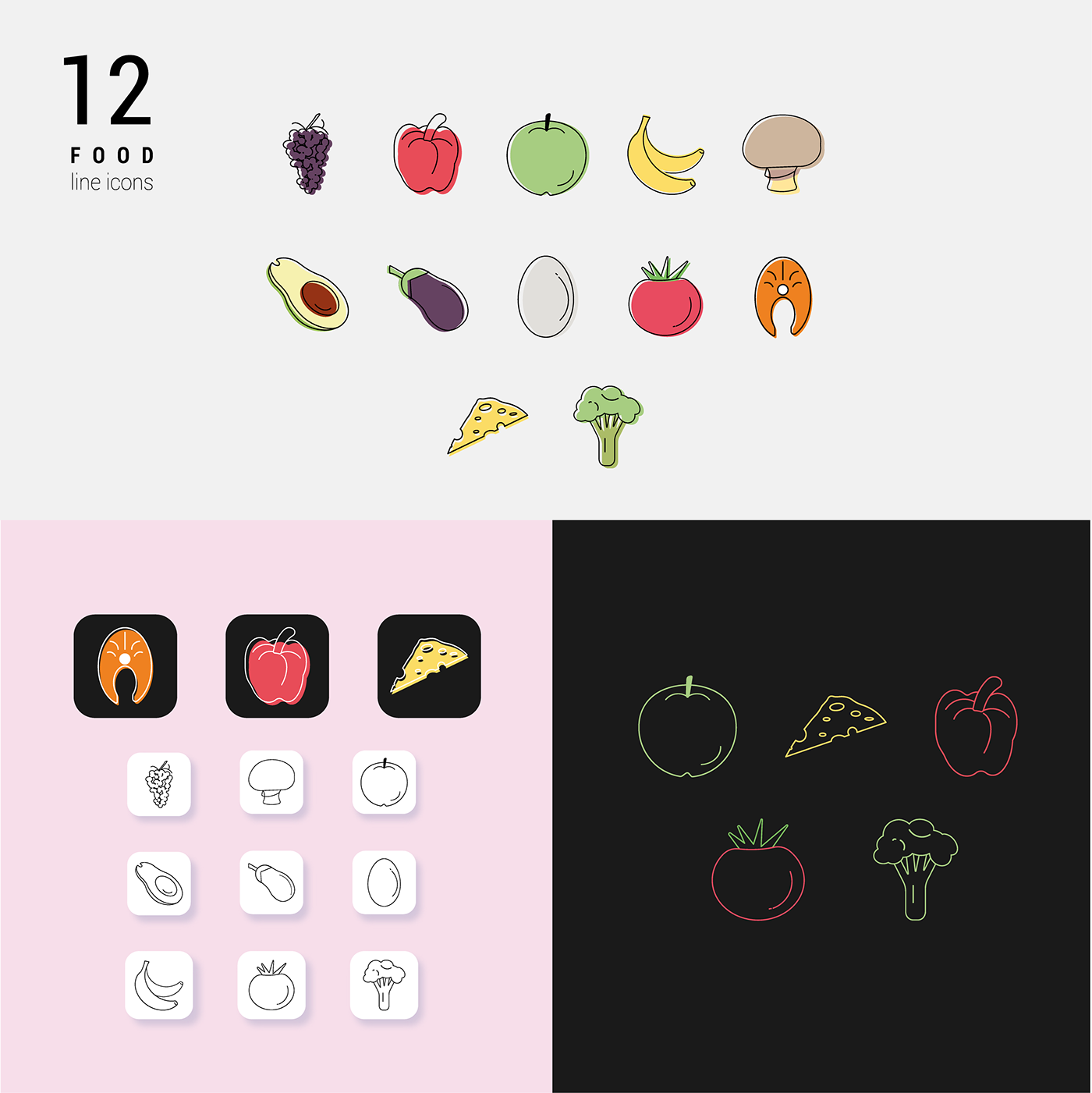 app design cartoon Drawing  Food Icons Icon icons line lines outline vector