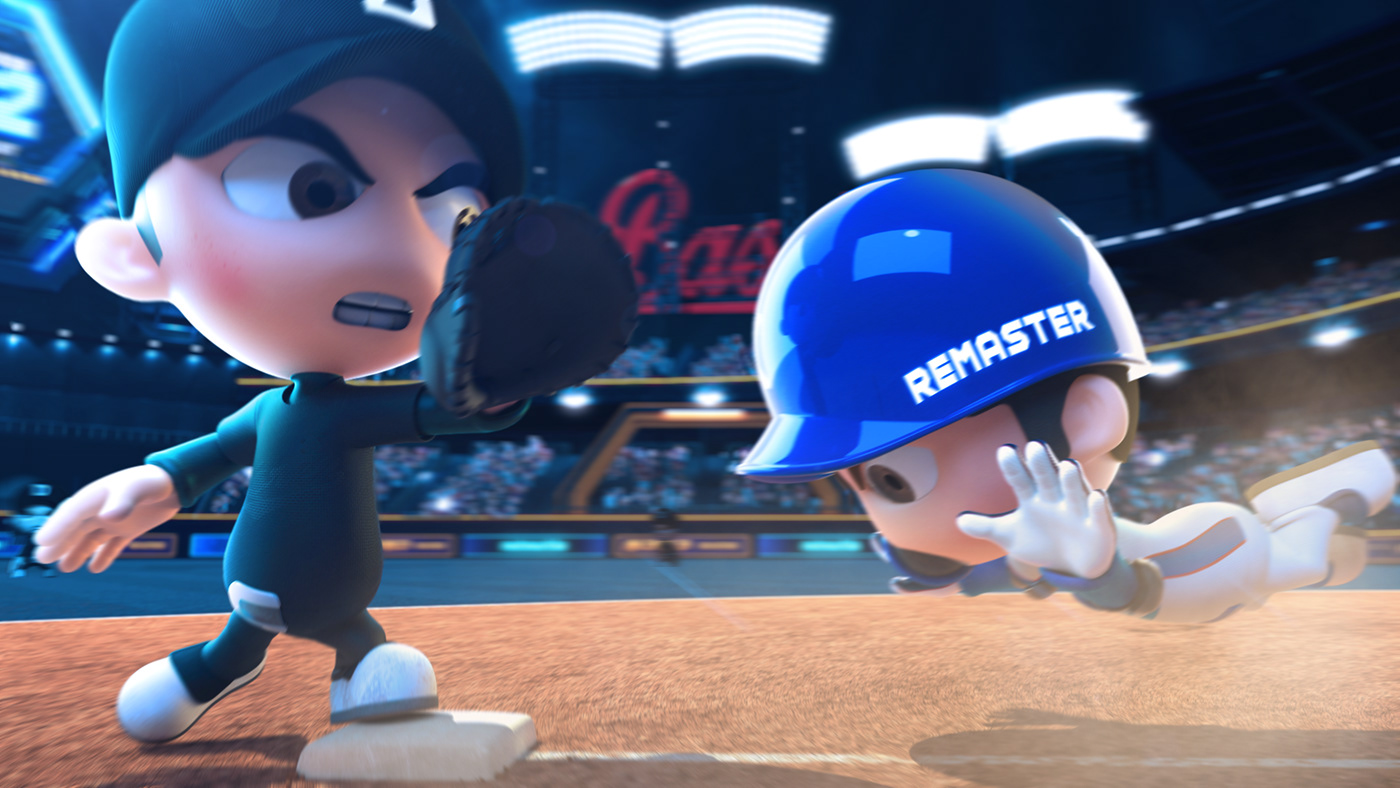baseball game cinematic trailer movie Character motiongraphic 3D 2D animation 