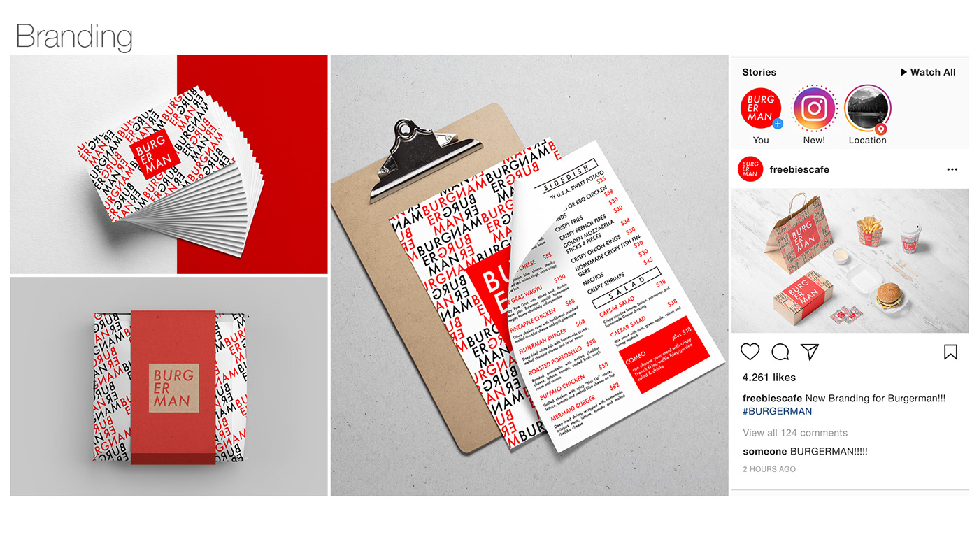 burger resturant design graphic design  branding  Rebrand red Food  Fries