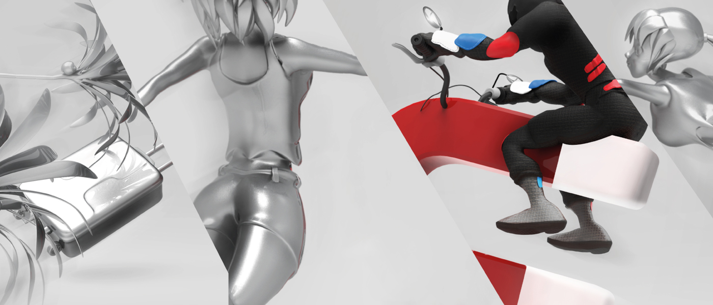 BMW motorrad moto 3D iman ilustracion speed girl Advertising  MullenLowe