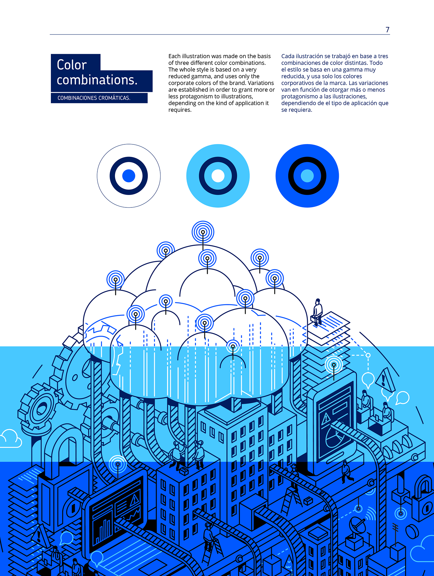 azzurri corporative illustration vector linear Isometric line tech business