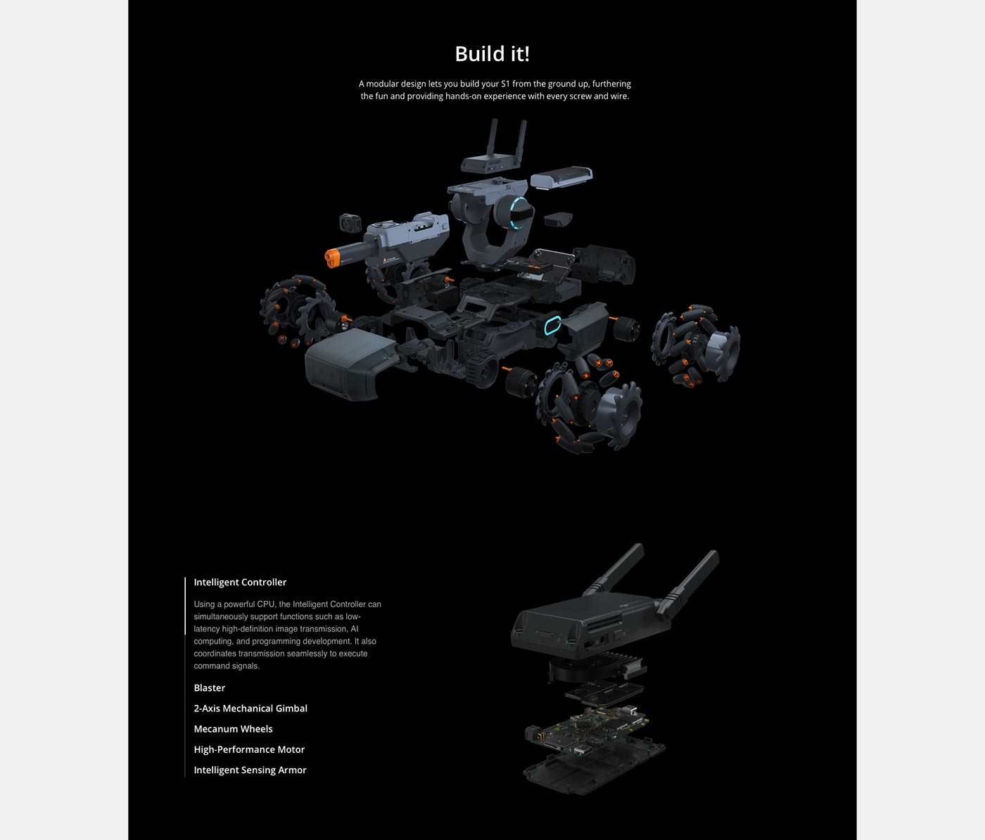 DJI robot Website car game Webdesign landing page high-tech UI ux