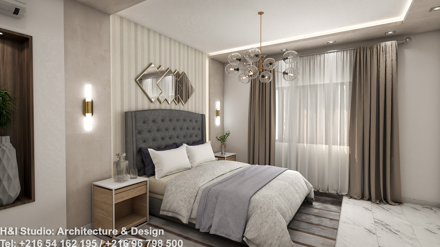 3D architect architecture bedroom decoration Interior-Design tunisia