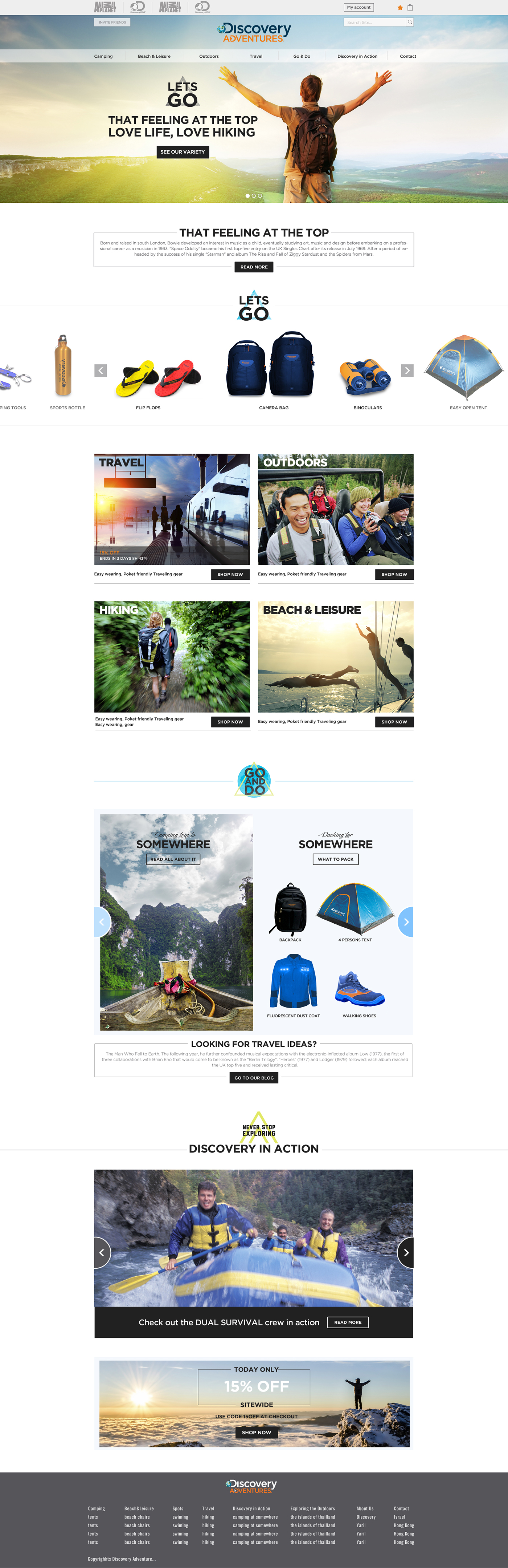 Website Design Website Travel Gear discovery adventures Shopping camping