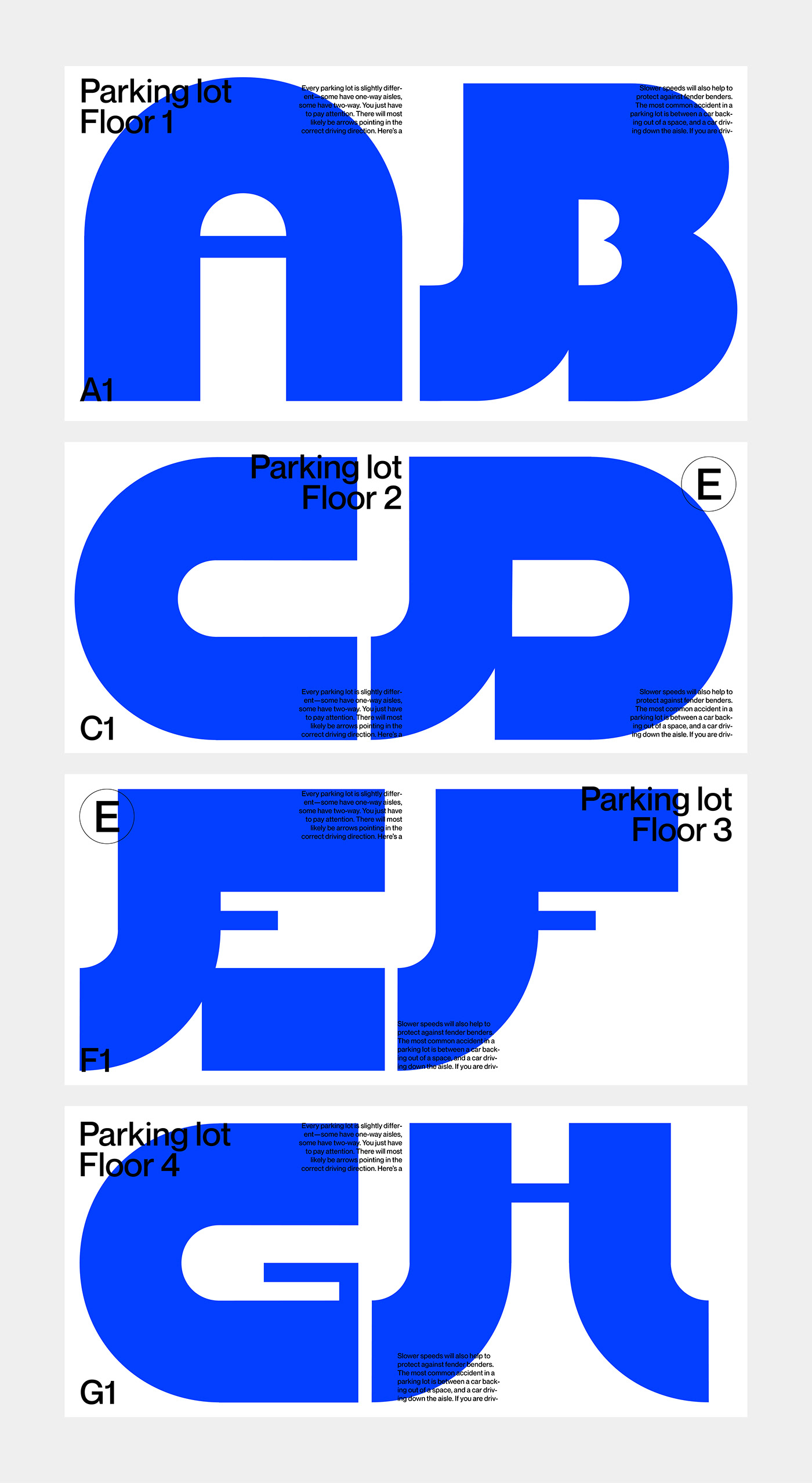 ABC blue branding  design font graphic Parking Lot typography  