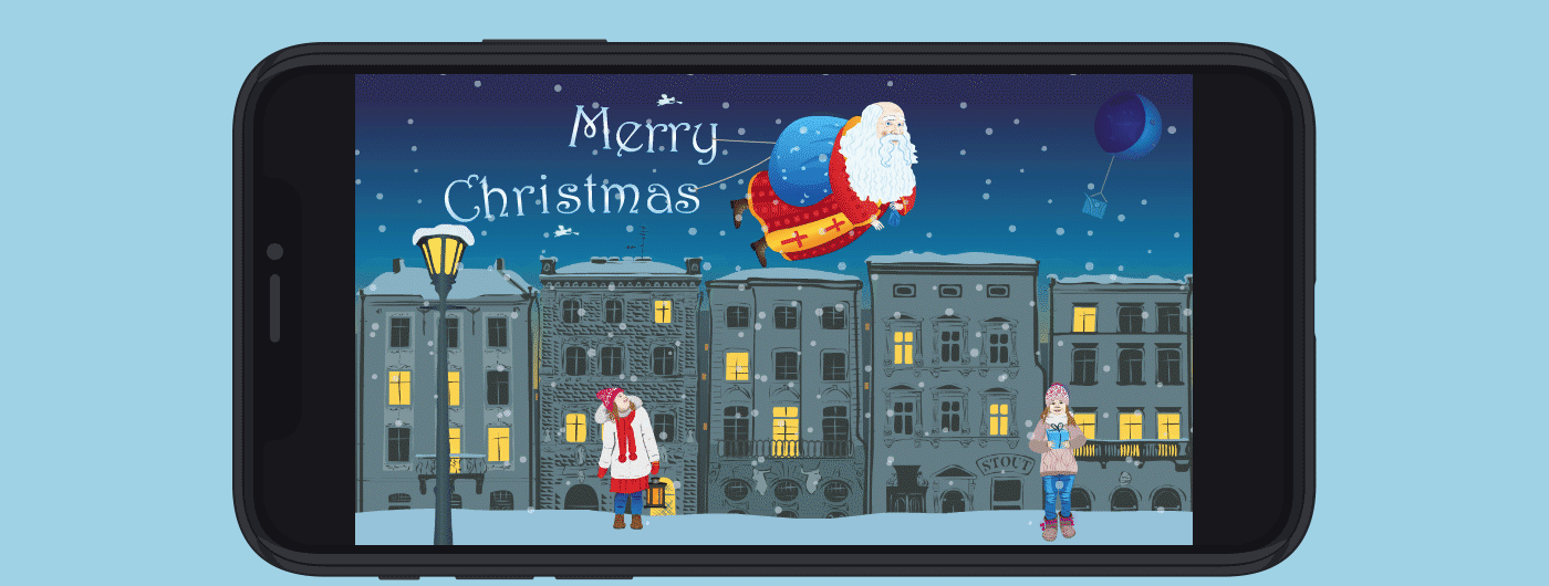 Christmas xmas game interaction new year motion animation  greeting Santa Claus Merry Christmas