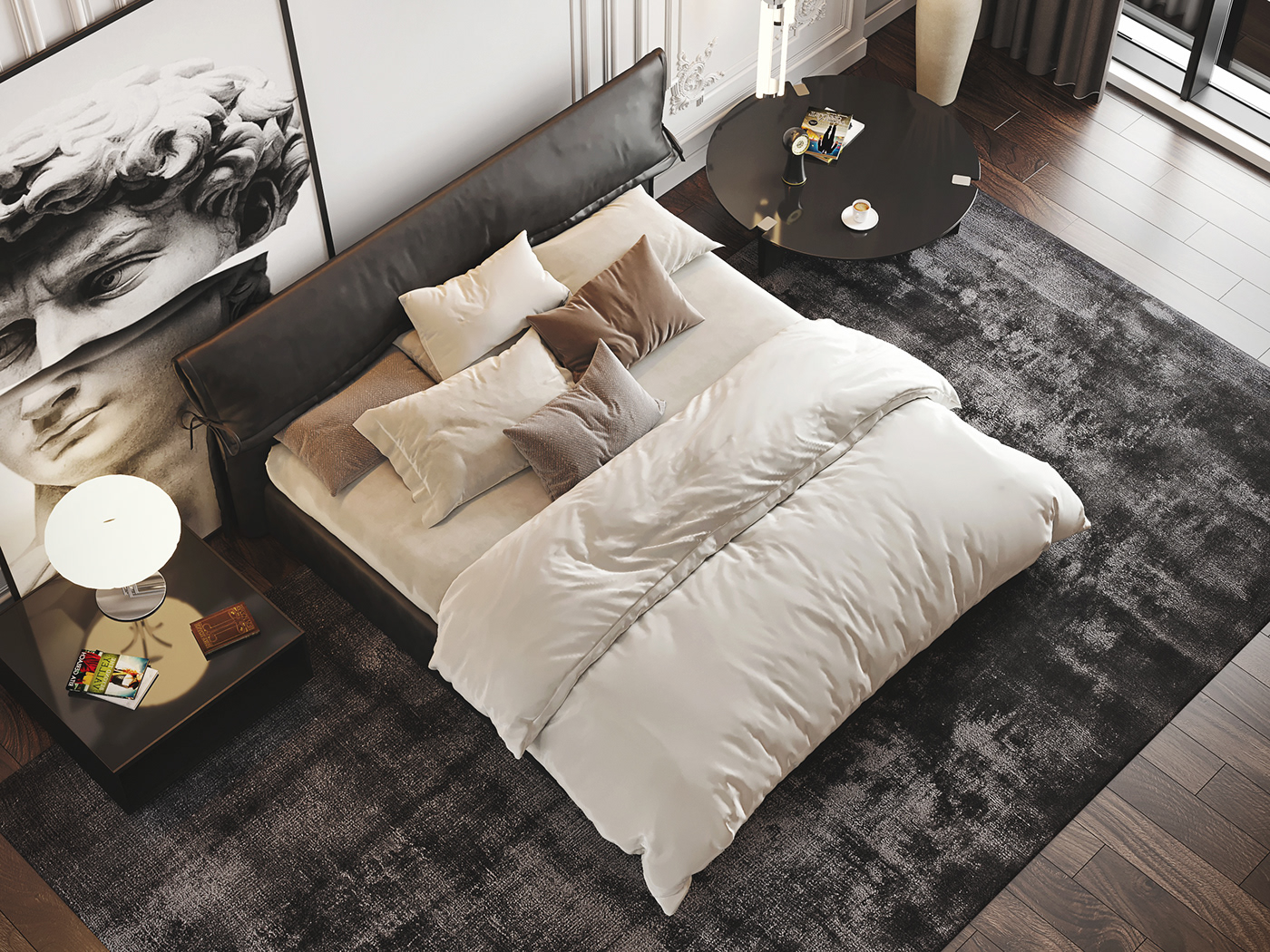 bath bed bedroom corona render  creative david design Interior Render White