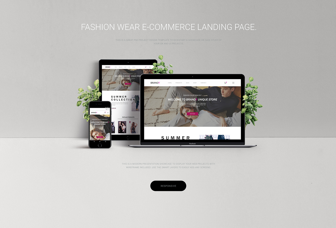 Web Template landing page fashion wear branding  Responsive html5 css3 e-commerce Figma
