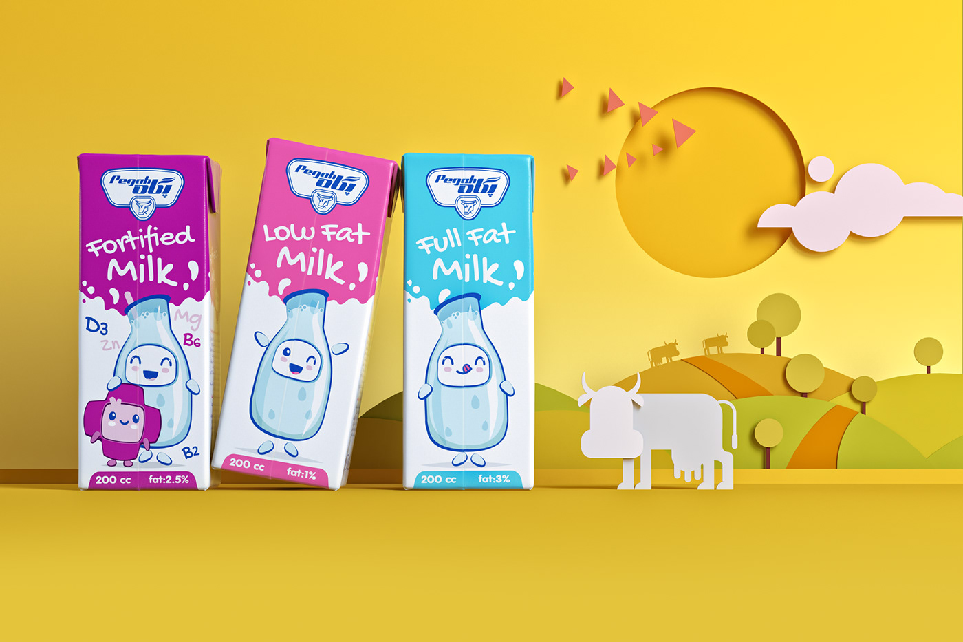 packaging design Packaging ILLUSTRATION  Character design  branding  flavored milk milk Dairy hasan yoghar