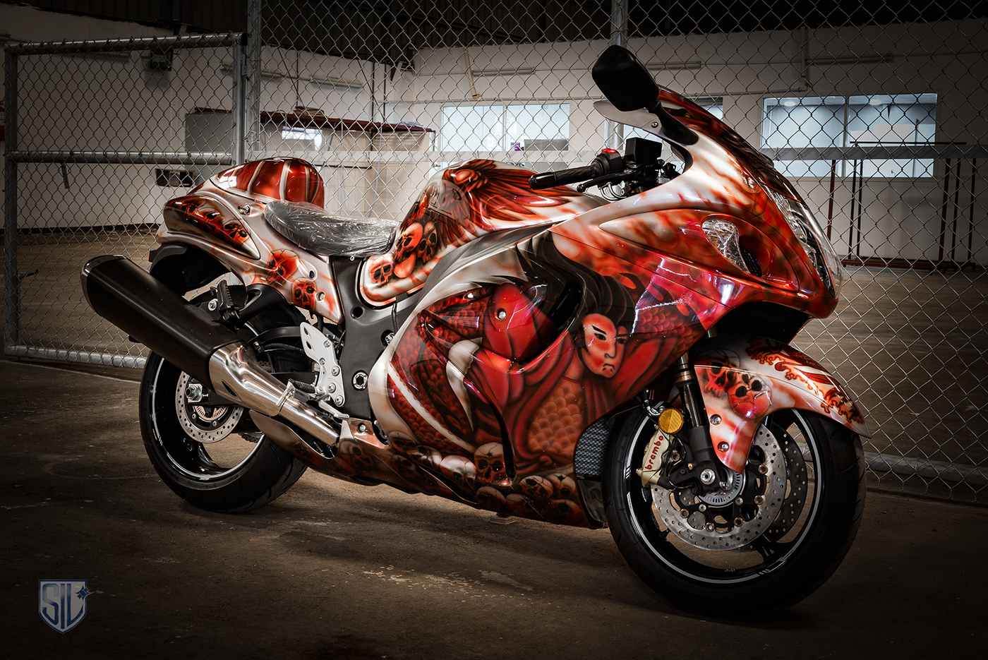 graphicdesign airbrushgraphics japaneseart japanesegraphics samurai suzukihayabusa airbrushcustom graphicart samuraiwarrior emblem Armor Japaneseinspiration inspiration composition custombike