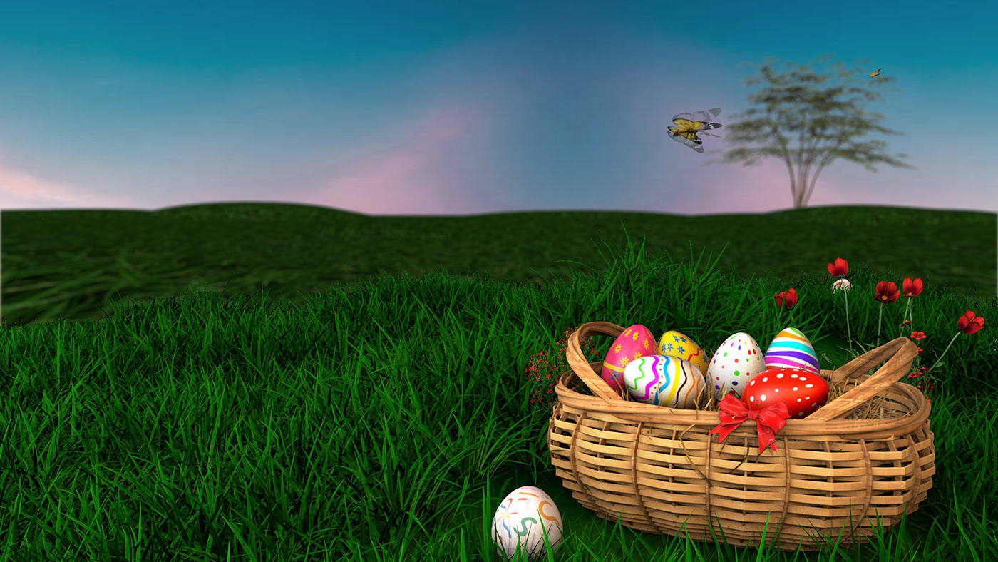 grass Easter promo video motion graphics  after effects motion design 3D Render egg