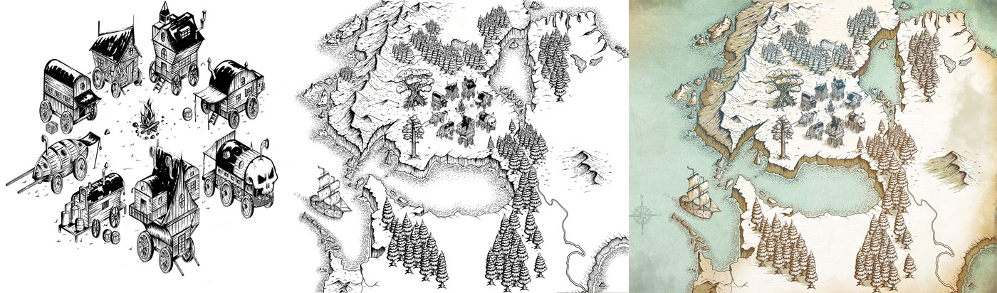 "Moitiés d'âme" illustrations and Map