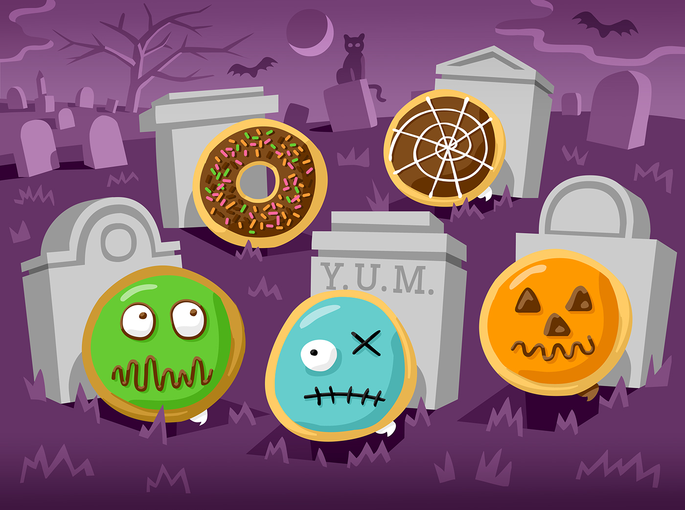 Halloween Donuts Packaging gif zombie donut