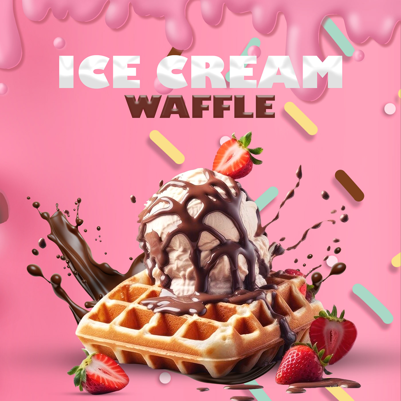Social media post Advertising  facebook post Food  Waffles Instagram Post ads restaurant Creative Design Redes Sociais