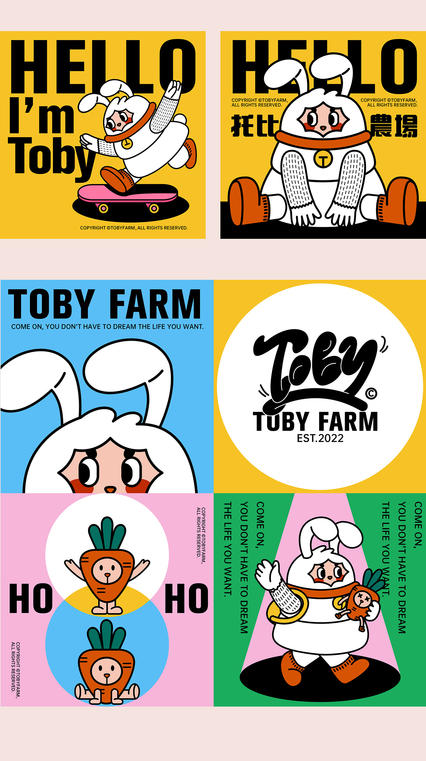 3D brand bunny cartoon farm IP design Mascot mascot design rabbit Ip形象