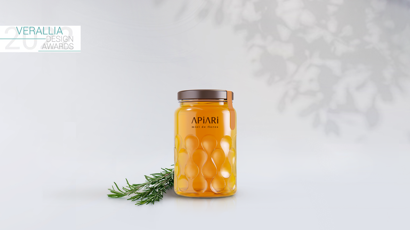 3D elisava Gaudi glass honey industrial design  miel Packaging verallia vidrio