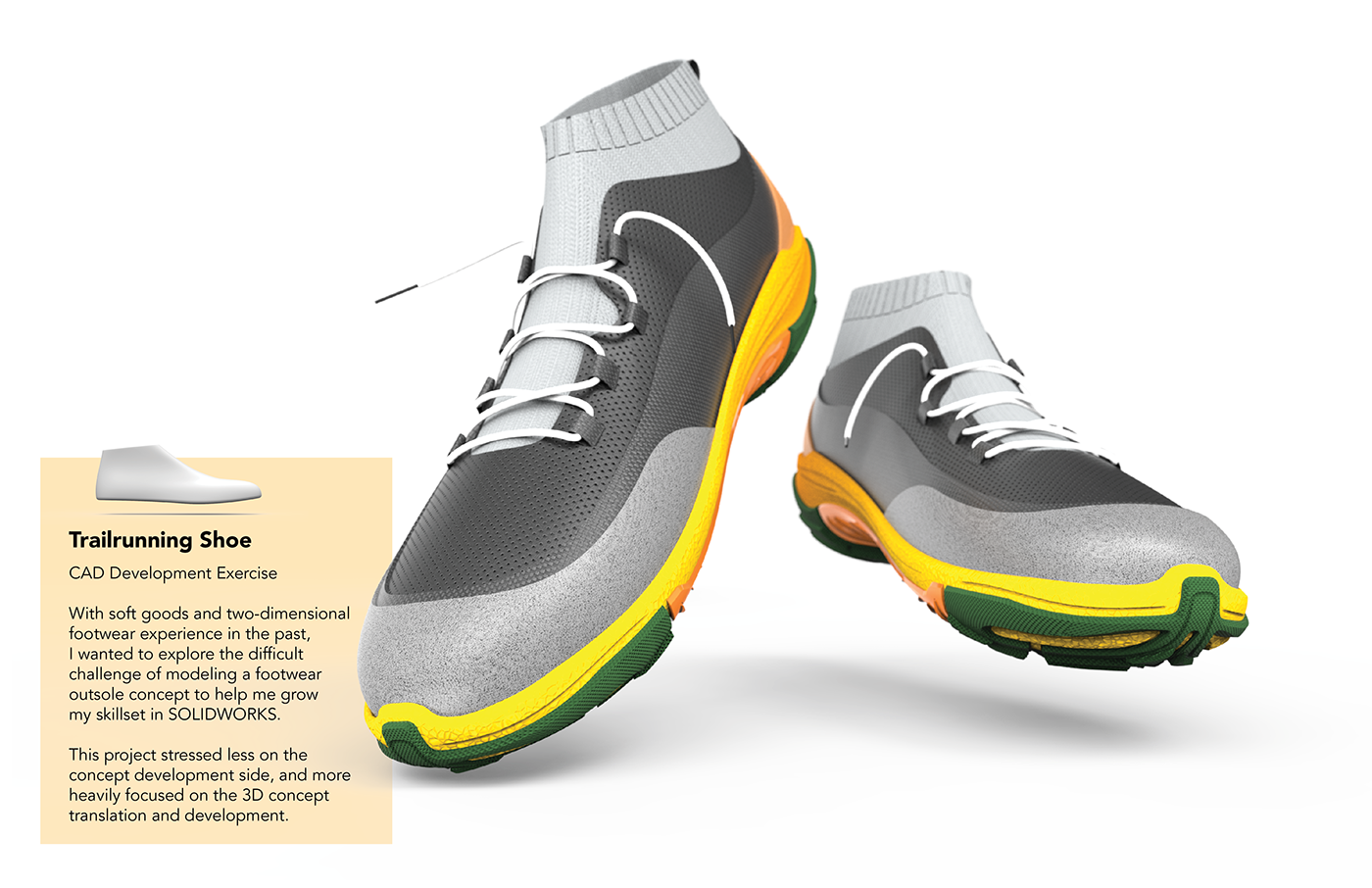 footwear trailrunning cad Solidworks keyshot concept