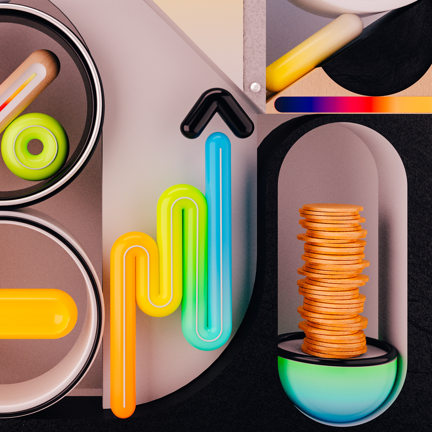 3Dillustration colorful Digital Art  editorial finance graphic design  harvard business review hbr symbols vector