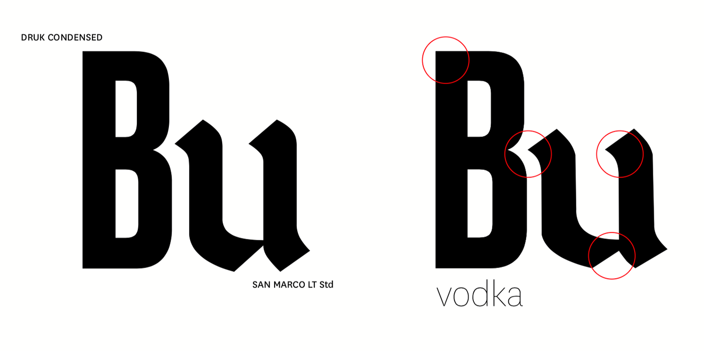 Vodka branding  bottoms up typography  