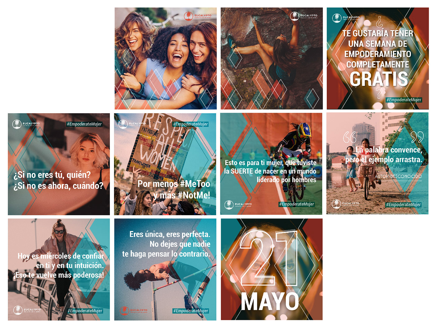 empoderate mujer eucalypto social media infographics icons facebook instagram mexico women congress