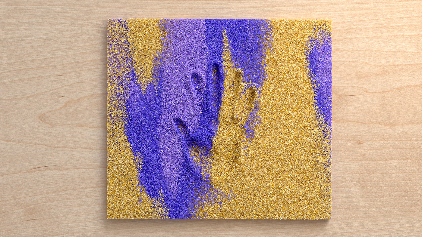 hands sand grains c4d motiongraphics realistic texturing simulation