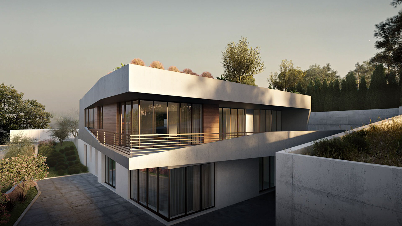 Architectural rendering rendering 3D Rendering visualization design Villa exterior house architecture modern