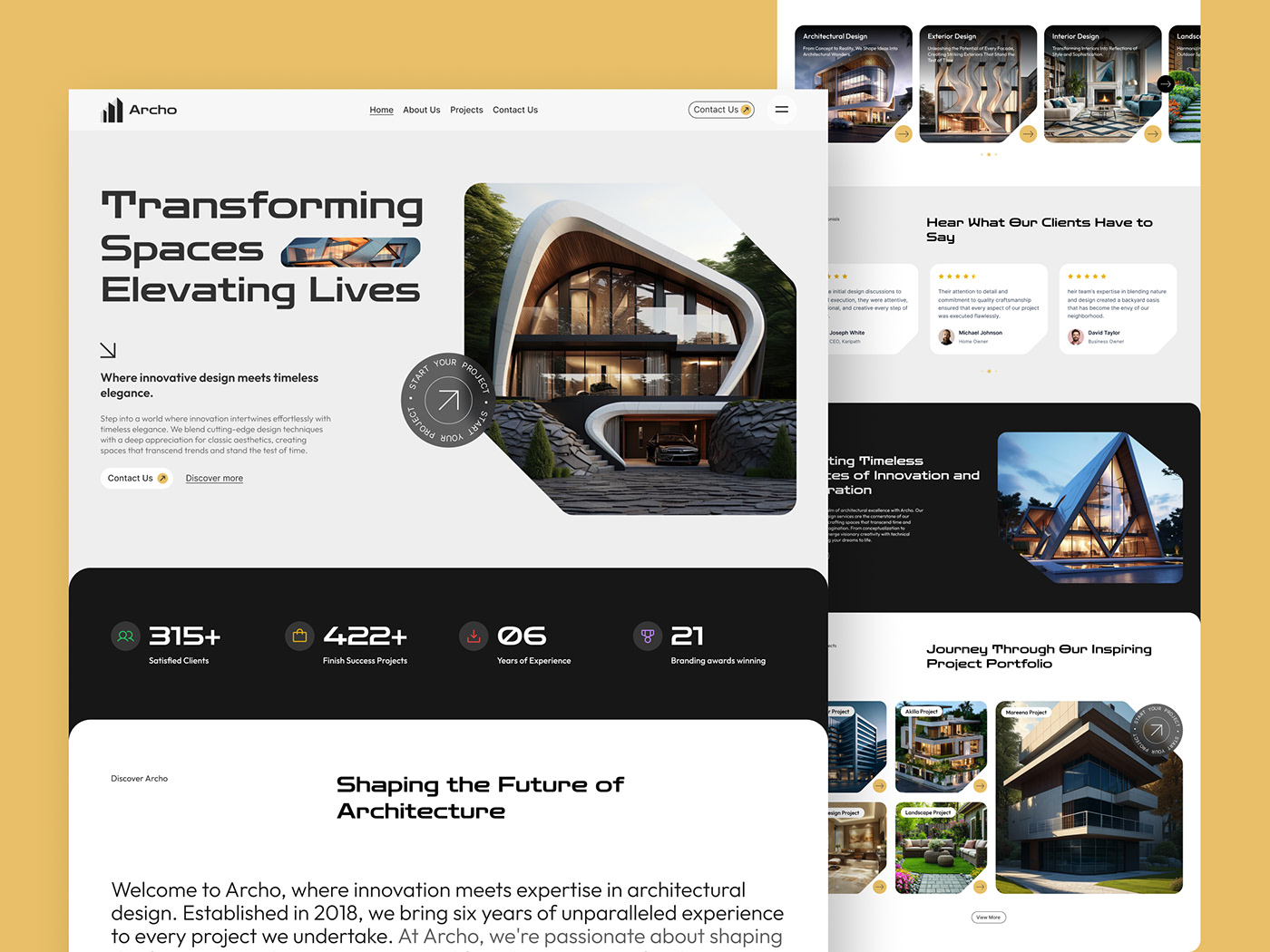 Archo - Modern Architecture Website UI Design