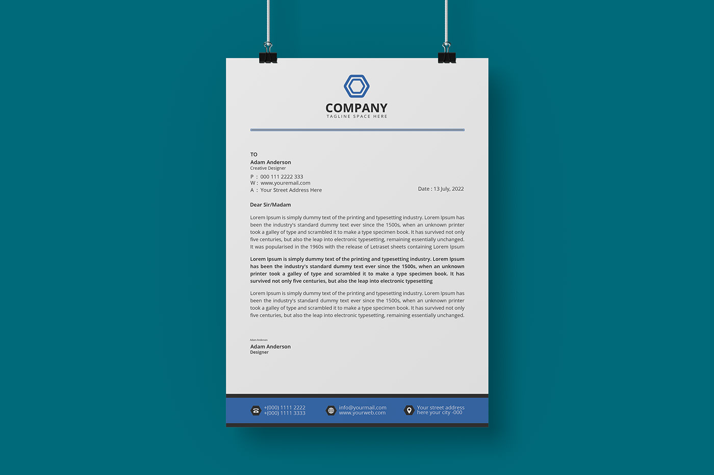 brand identity Business Letterhead clean corporate design letterhead marketing   modern print stationary