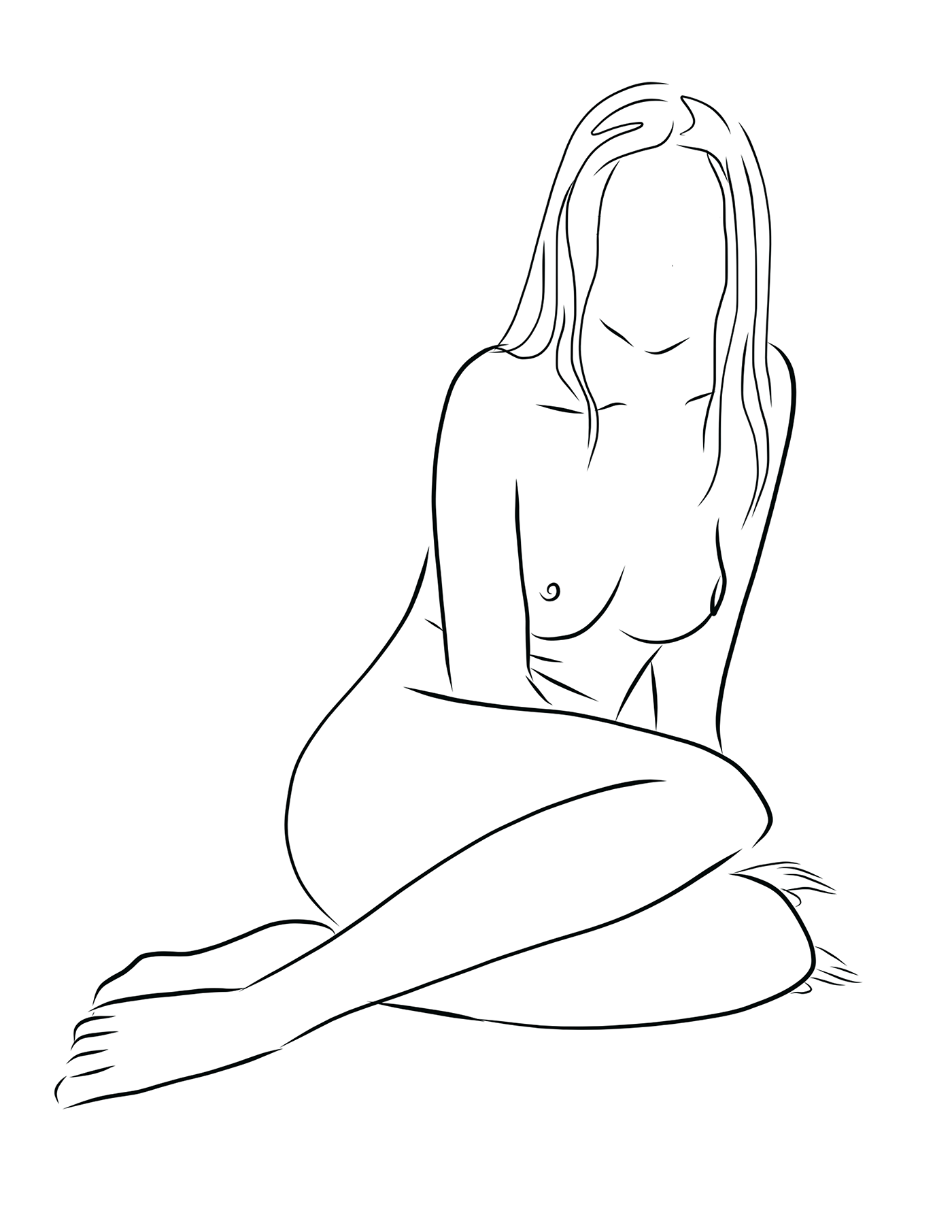 Digital Art  Drawing  ILLUSTRATION  line art Nude Model nudeart nudes nudity portrait sketch