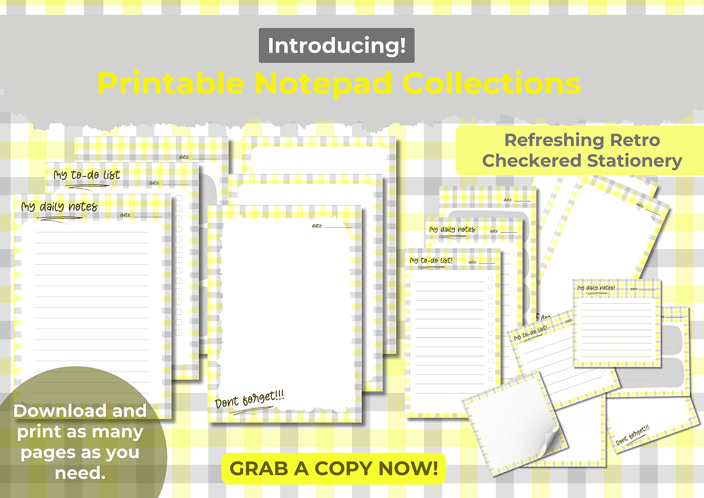 digital products printable notepad Printable Products printable stationery