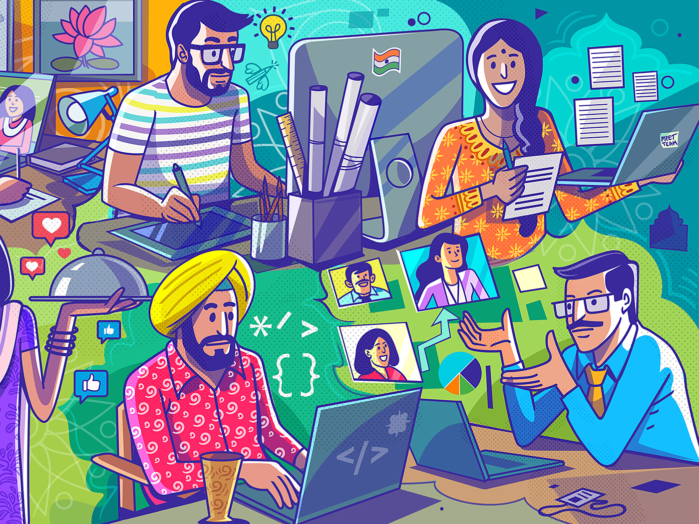 business designer entrepreneur indian illustrator influencers learning product illustration satishgangaiah   web illustration