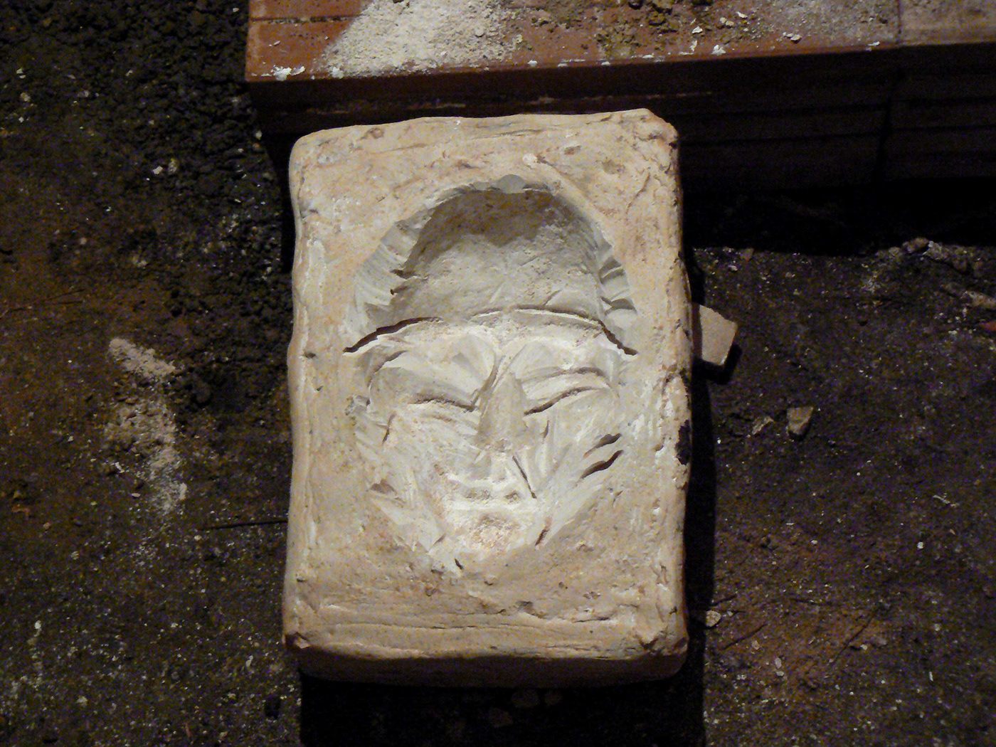 fine art sculpting  statue relief face head negative plaster