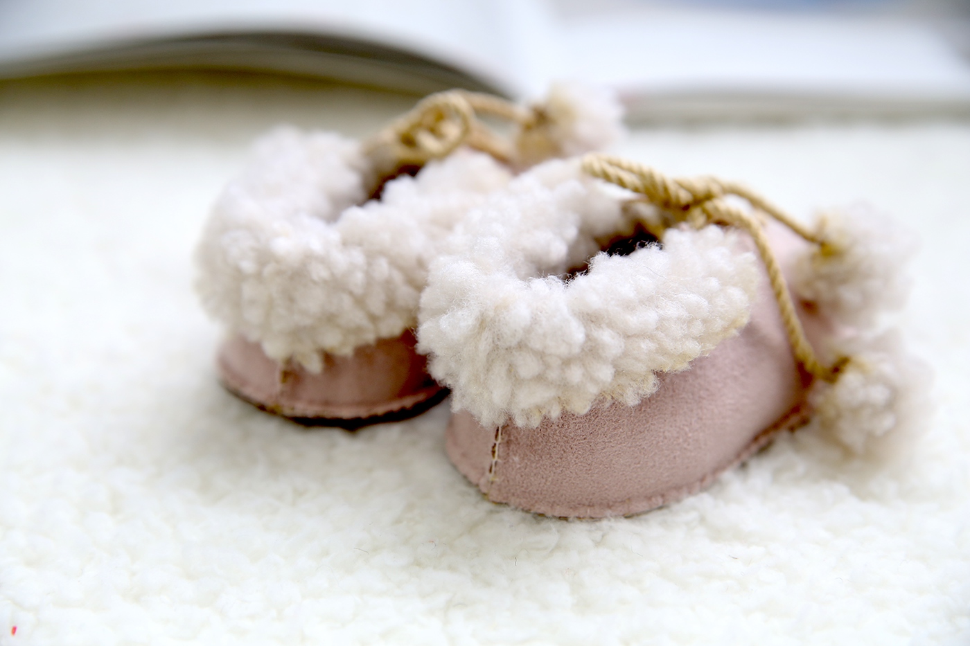 baby shoes moccasin faux shearling fabric craft DIY do it yourself hand made