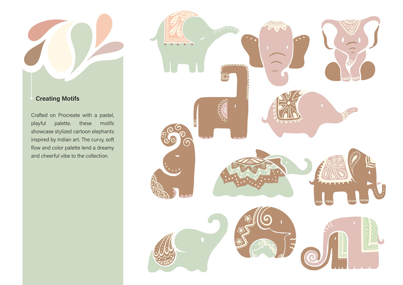 print design  print repeat Procreate Motif Design pattern textile pattern design  babywear elephant illustration Indian art