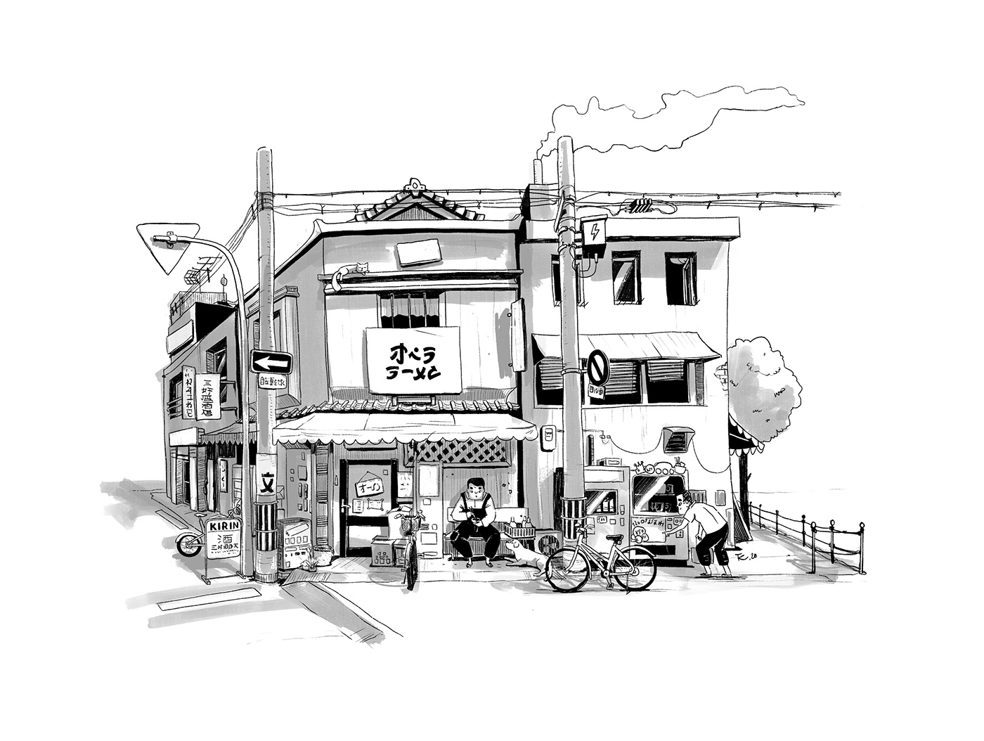 black and white ILLUSTRATION  pencilillustration places sketch sketchbook Street