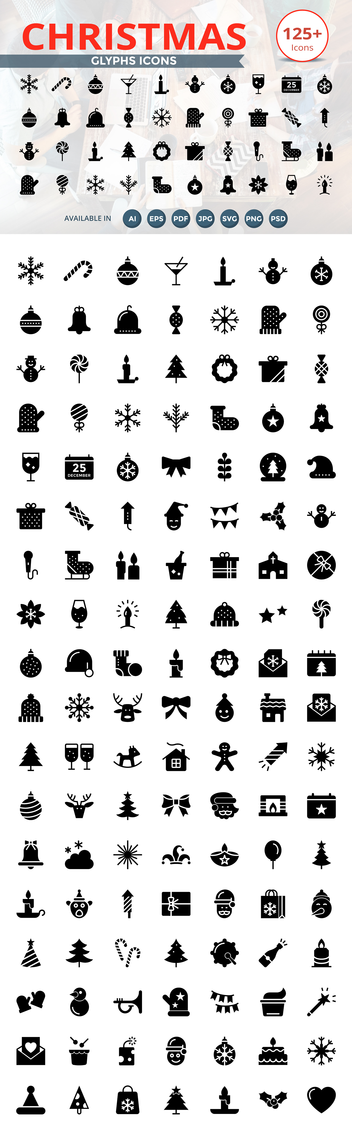 Christmas glyphs Icon graphics design glyphs icon xmas