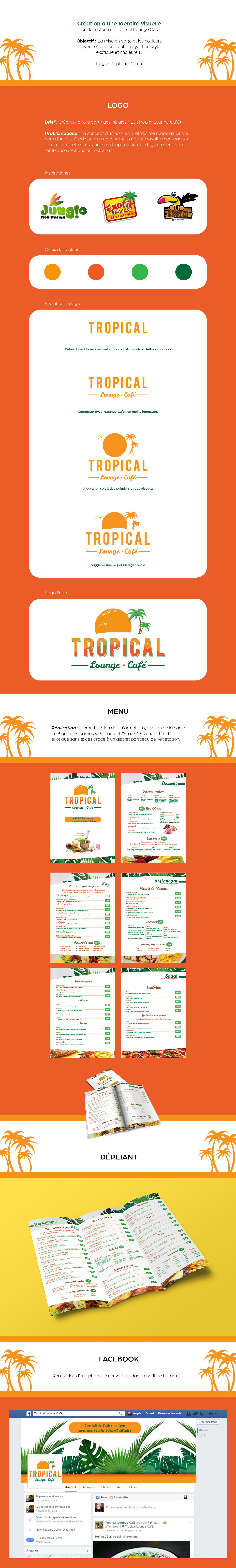 menu Tropical identité logo Logotype depliant green vert orange flyer