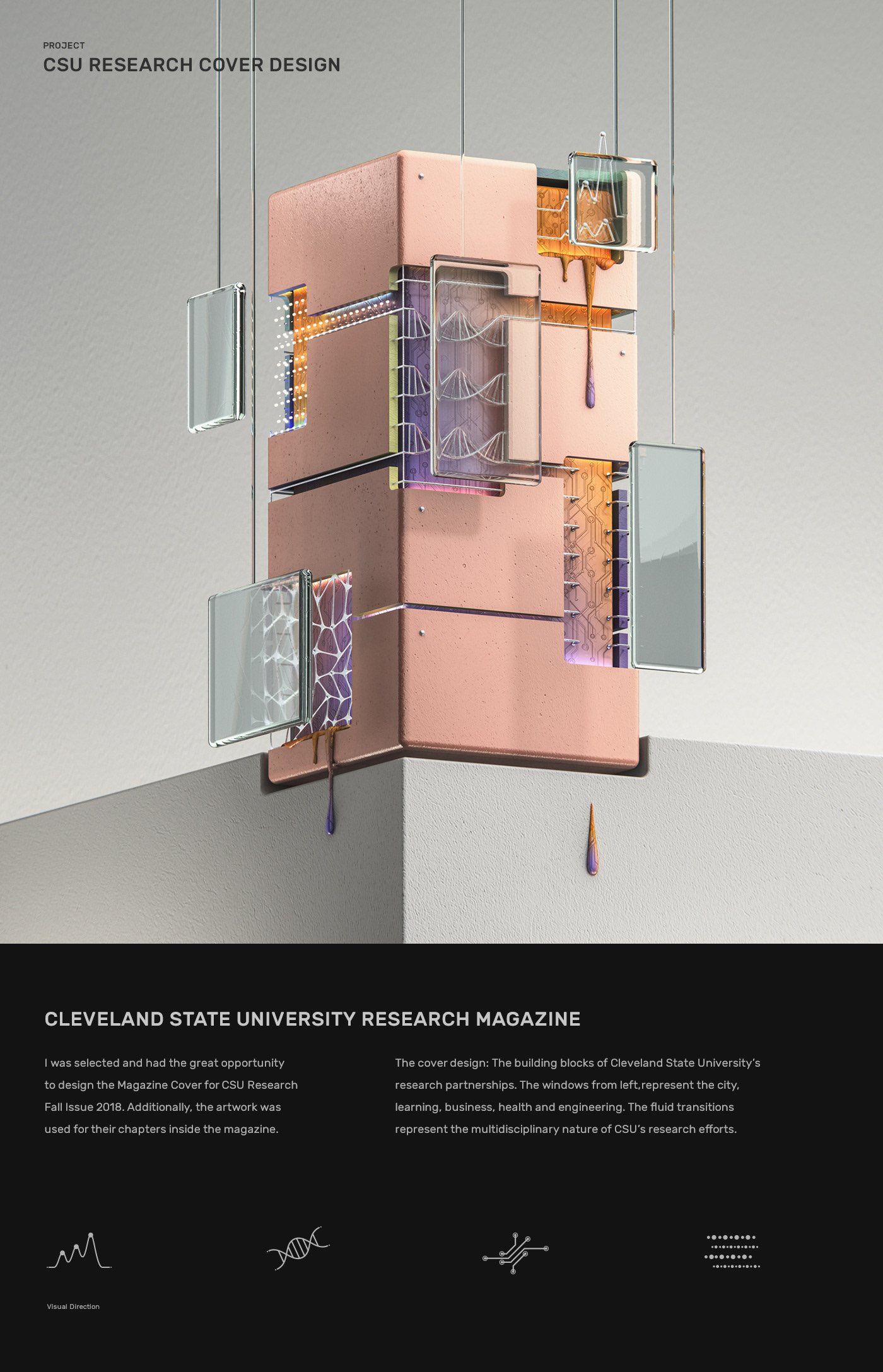 cover design 3d artwork Magazine Cover research University Cleveland minimal design architecture Data