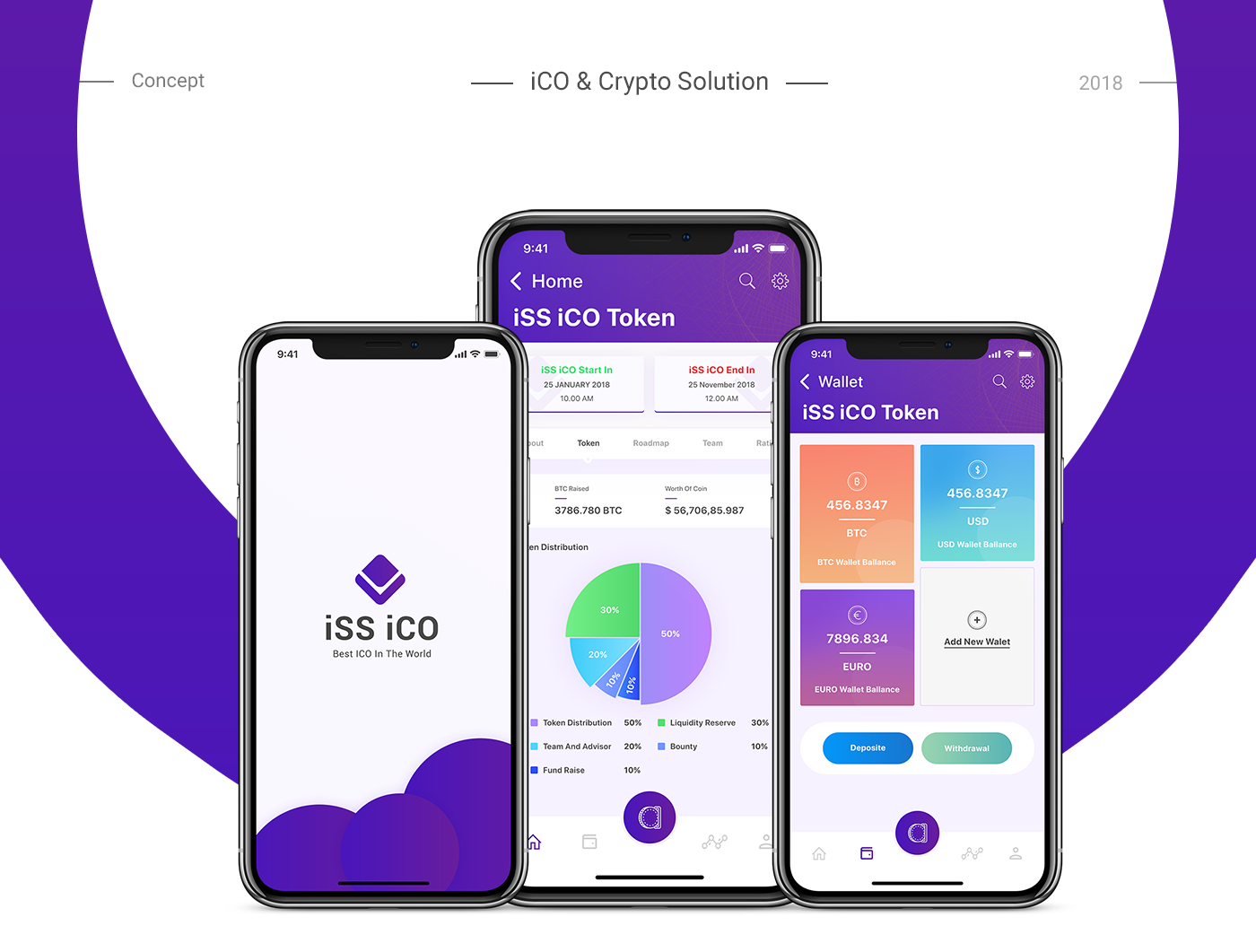 blockchain bitcoin Mining Ico trading crypto currency UI ios Mobile app