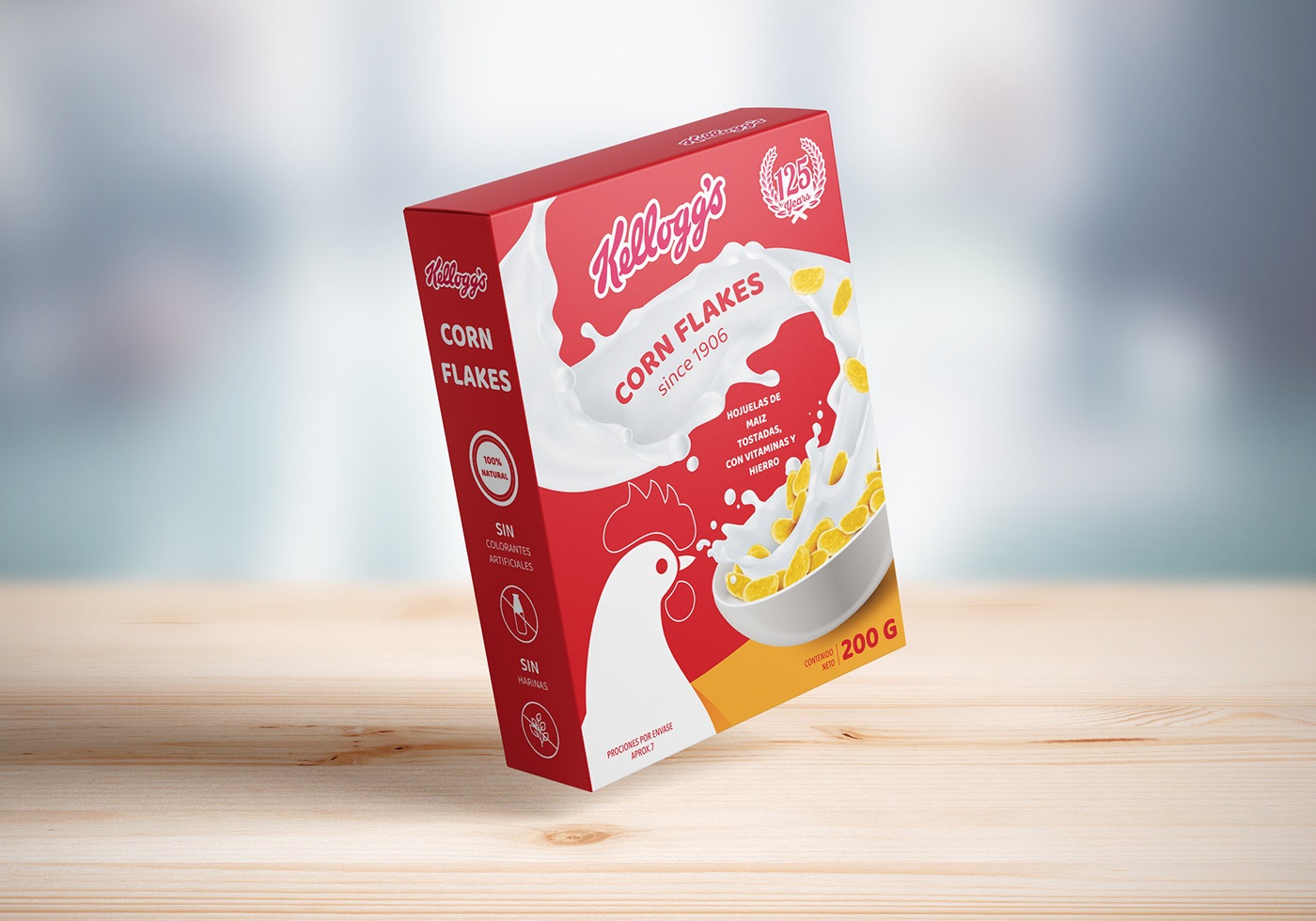 Kellogg's Kellogg's Corn Flakes Mockup package package design  Packaging packaging design