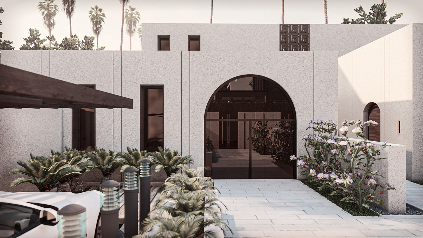 3D architecture design islamic design Render simple Villa visualization