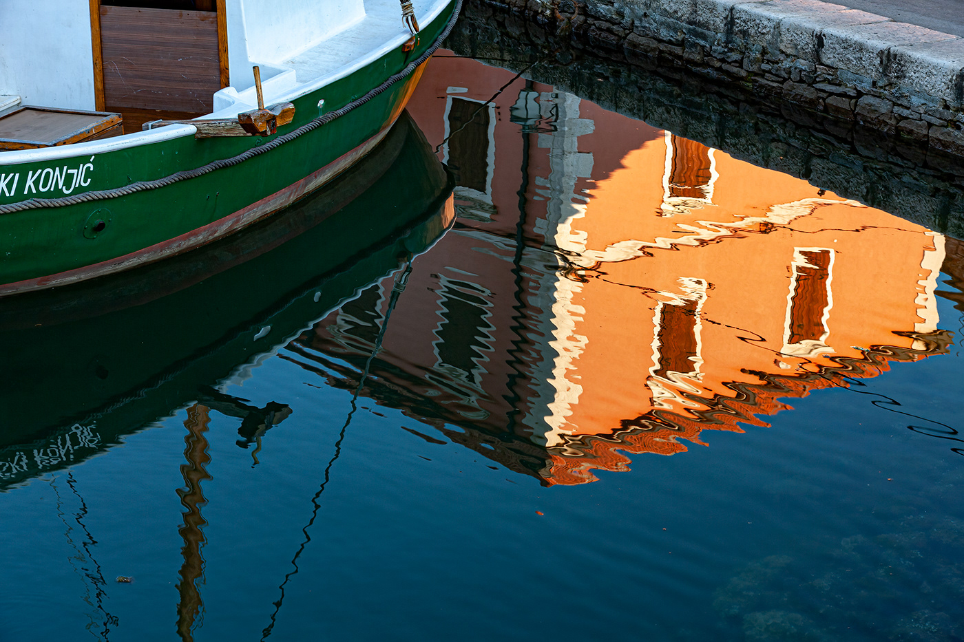 abstract boat color Croatia harbor Hvar sailing sea town water