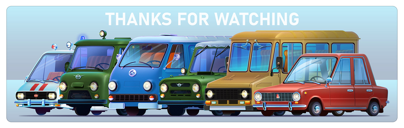 car Cars cartoon chibi colorful digital illustration Retro stylized